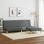 vidaXL Canapé-lit à 2 places avec repose-pied gris foncé tissu