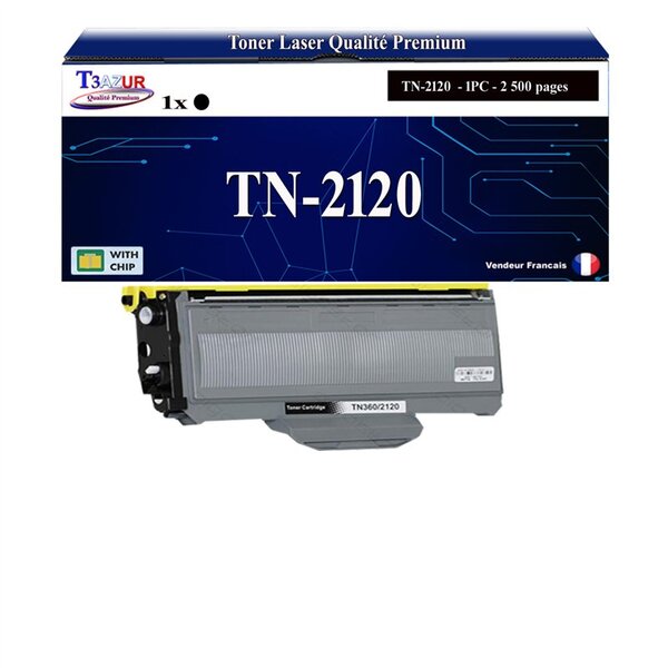 Toner compatible avec Brother TN2120 pour Brother MFC-7320  MFC-7440  MFC-7440N  MFC-7840  MFC7-840W - 2 600 pages - T3AZUR