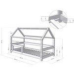 Lit cabane enfant TERY 120 x 200 Gris