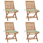 vidaXL Chaises pliables de jardin avec coussins 4 Pièces Teck solide