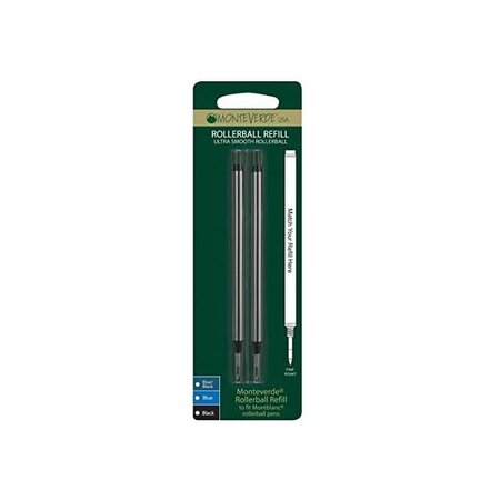 Blister 2 recharges roller noir pointe fine compatible avec montblanc monteverde