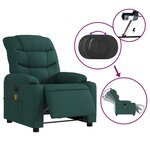 vidaXL Fauteuil de massage inclinable électrique Vert foncé Tissu