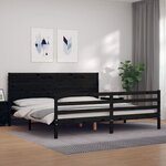vidaXL Cadre de lit avec tête de lit noir 200x200 cm bois massif