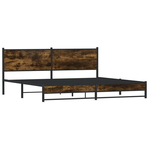 vidaXL Cadre de lit en métal sans matelas chêne fumé 193x203 cm