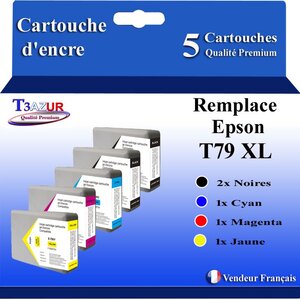 5 Cartouches Compatibles pour Epson WF4630DWF WF4640DTWF WF5620DWF remplace Epson T7911 T7912 T7913 T7914 - T3AZUR