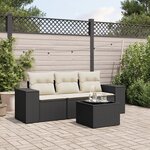vidaXL Salon de jardin 4 Pièces avec coussins noir résine tressée