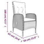 vidaXL Ensemble à manger de jardin et coussins 5Pièces Gris/noir