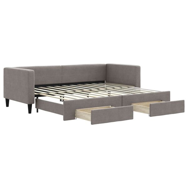 vidaXL Lit de jour avec gigogne et tiroirs taupe 80x200 cm tissu