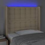 vidaXL Tête de lit à LED Crème 93x16x118/128 cm Tissu