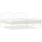 vidaXL Cadre de lit métal avec tête de lit/pied de lit blanc 193x203cm
