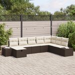 vidaXL Set de Canapés de Jardin 8 Pièces Avec Coussins Marron Rattan Poly