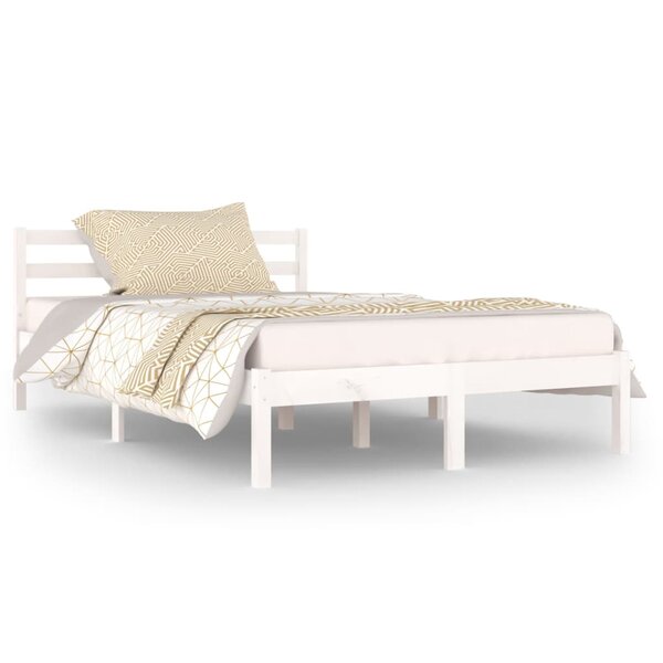 vidaXL Cadre de lit Bois massif de pin 120x200 cm Blanc