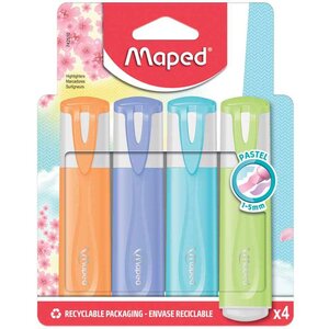 Surligneur FLUO'PEPS PASTEL blister de 4 MAPED