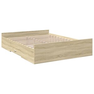vidaXL Cadre de lit et tiroirs chêne sonoma 150x200 cm bois ingénierie