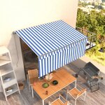 vidaXL Auvent manuel rétractable avec store 3x2 5 m Bleu et blanc