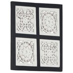 vidaXL Panneau mural sculpté à la main MDF 40x40x1 5 cm Noir et blanc