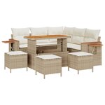 Ensemble de canapé de jardin 9 pièces beige en poly rattan
