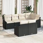 vidaXL Ensemble de canapé de jardin 7 pièces avec coussins en rotin poly noir