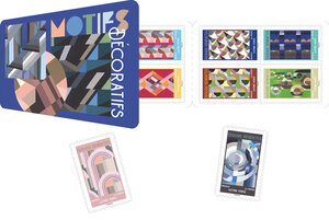 Carnet de 12 timbres - Motifs décoratifs - Lettre verte