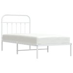 vidaXL Cadre de lit métal avec tête de lit blanc 90x200 cm