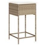 vidaXL Tabourets de bar jardin avec coussins lot de 2 beige poly rotin