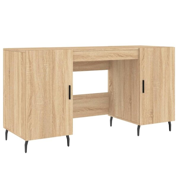 Bureau table poste de travail meuble d'ordinateur informatique étude chêne sonoma 140 x 50 x 75 cm bois d'ingénierie brun 02_0023649