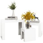 vidaXL Tables basses gigognes 3 Pièces Blanc brillant Bois d'ingénierie