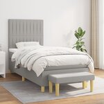 vidaXL Sommier à lattes de lit avec matelas Gris clair 100x200cm Tissu
