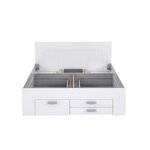Lit adulte contemporain 160 x 200 cm - 4 tiroirs - 2 chevets avec niche - Blanc mat - UDINE