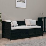 vidaXL Lit de jour Noir 90x190 cm Bois de pin massif