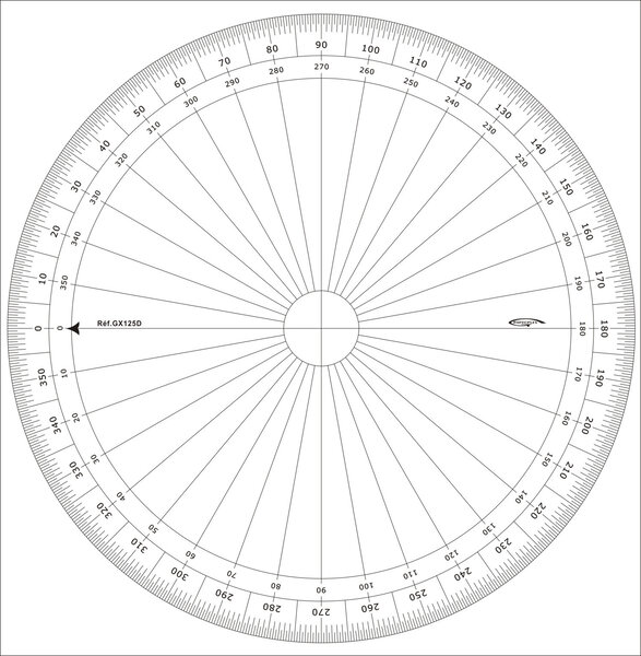 Rapporteur cercle entier degrés Ø 25 cm