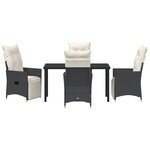 vidaXL Ensemble de mobilier de jardin 5 pièces avec coussins en rattan poly noir