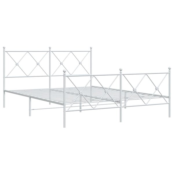 vidaXL Cadre de lit métal avec tête de lit/pied de lit blanc 160x200cm