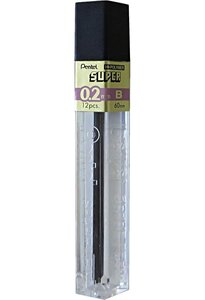 étui de 12 mines pour porte-mines HI-POLYMER SUPER 0,2 mm B PENTEL
