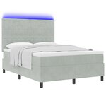 Lit à ressorts vidaXL avec matelas et lumière LED gris clair 140x190 cm en velours