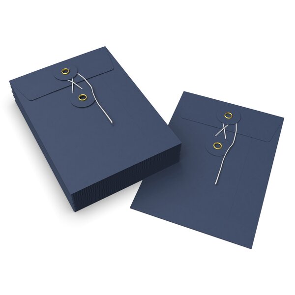 Lot de 20 enveloppes bleue marine à rondelle et ficelle 162x114