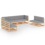 vidaXL Salon de jardin 8 Pièces avec coussins Bois de pin massif