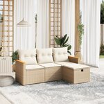 vidaXL Salon de jardin avec coussins 4 Pièces beige résine tressée