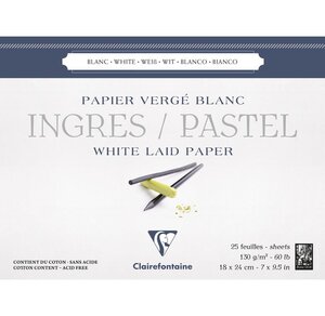 Bloc Ingres-Pastel encollé 18x24 130g blanc 25F CLAIREFONTAINE