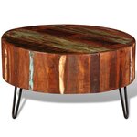 vidaXL Table basse ronde Bois massif de récupération