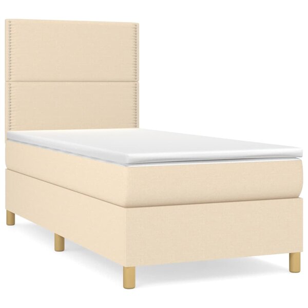 vidaXL Sommier à lattes de lit et matelas Crème 90x190 cm Tissu