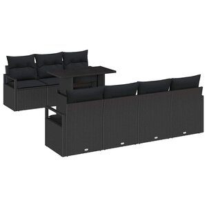 vidaXL Ensemble de canapé de jardin avec stockage 8 Pièces Noir polyrotin