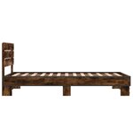 vidaXL Cadre de lit chêne fumé 75x190 cm bois d'ingénierie et métal