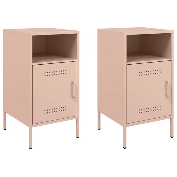 vidaXL Tables de chevet 2 Pièces rose 36x39x68 cm acier laminé à froid