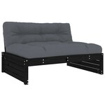 vidaXL Canapé central 120x80 cm noir bois de pin massif