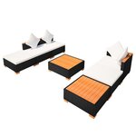 vidaXL Salon de jardin 7 Pièces avec coussins Résine tressée Noir