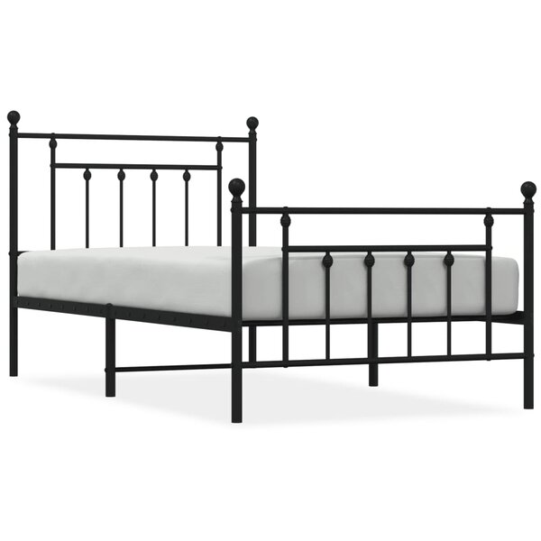 vidaXL Cadre de lit métal avec tête de lit/pied de lit noir 100x190 cm