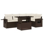 vidaXL Salon de jardin avec coussins 6 Pièces marron résine tressée