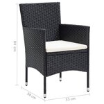 vidaXL Ensemble à dîner de jardin avec coussins 5 Pièces poly rotin noir