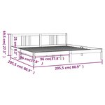 vidaXL Cadre de lit Gris Bois massif 200x200 cm